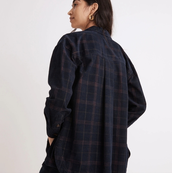 Madewell Corduroy Kentwood Oversized Shirt-Jacket in Plaid - Picture 2 of 6